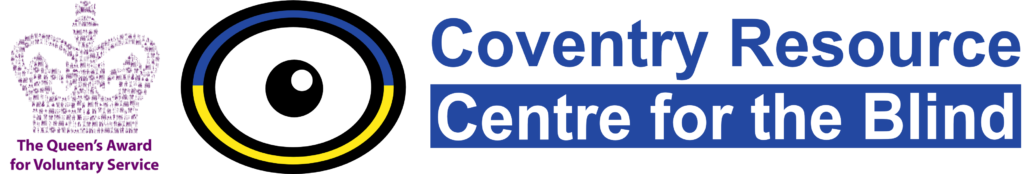 Coventry Resource Centre For The Blind Logo With The Queens Award Logo to the left