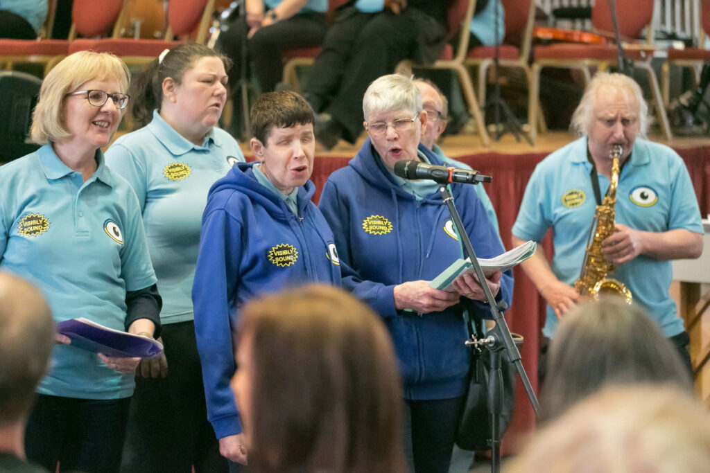 Members of Visibly Sound performing at a concert